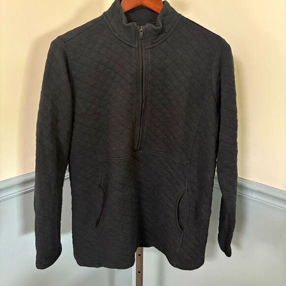Blue Mountain Quilted Mock Neck Pullover Half Zip Sweatshirt Jacket Size Large - Picture 1 of 3